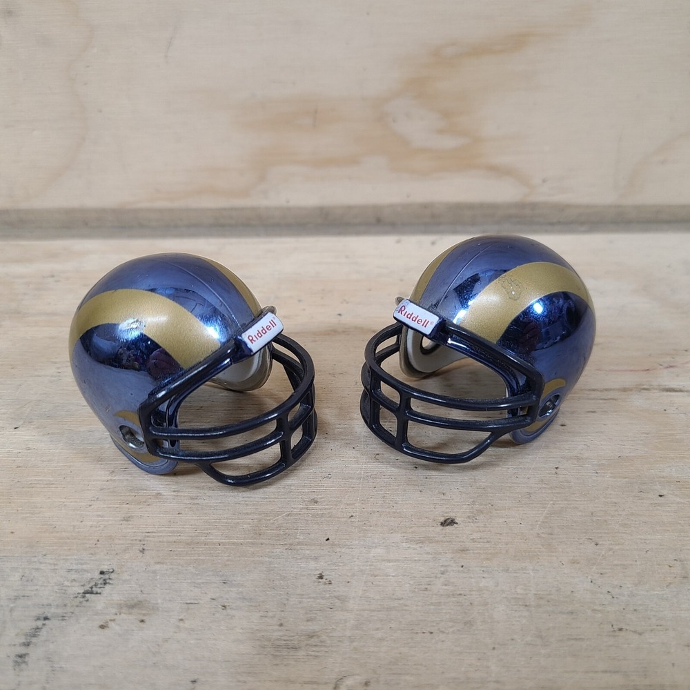 St Louis Rams Tiny Miniature Riddell Football Helmet ‎ Lot of 2 Glossy, 3 bar